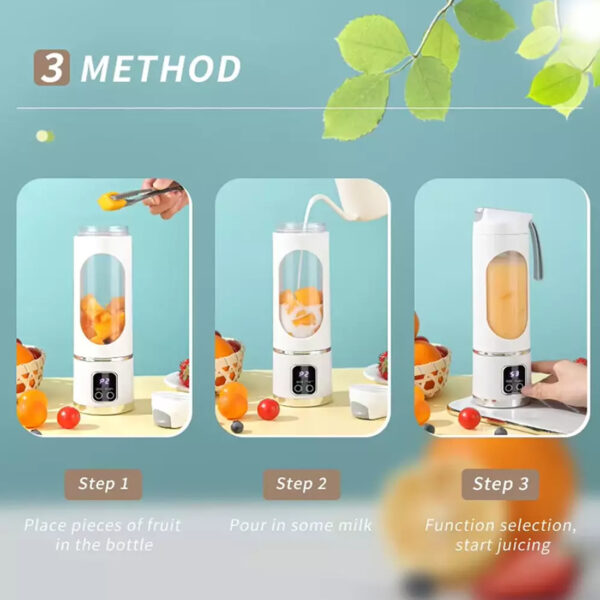 Portable USB Rechargeable Juicer Cup Electric Mixer Blender Smoothie Maker 450ml - Image 6